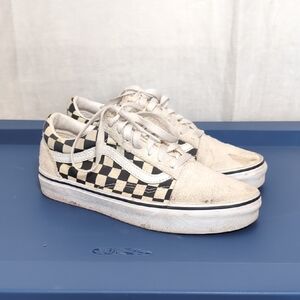 Vans Old Skool Skate Shoe Cream Beige Lace Up Sneaker Size Men's 6 Women's 7.5